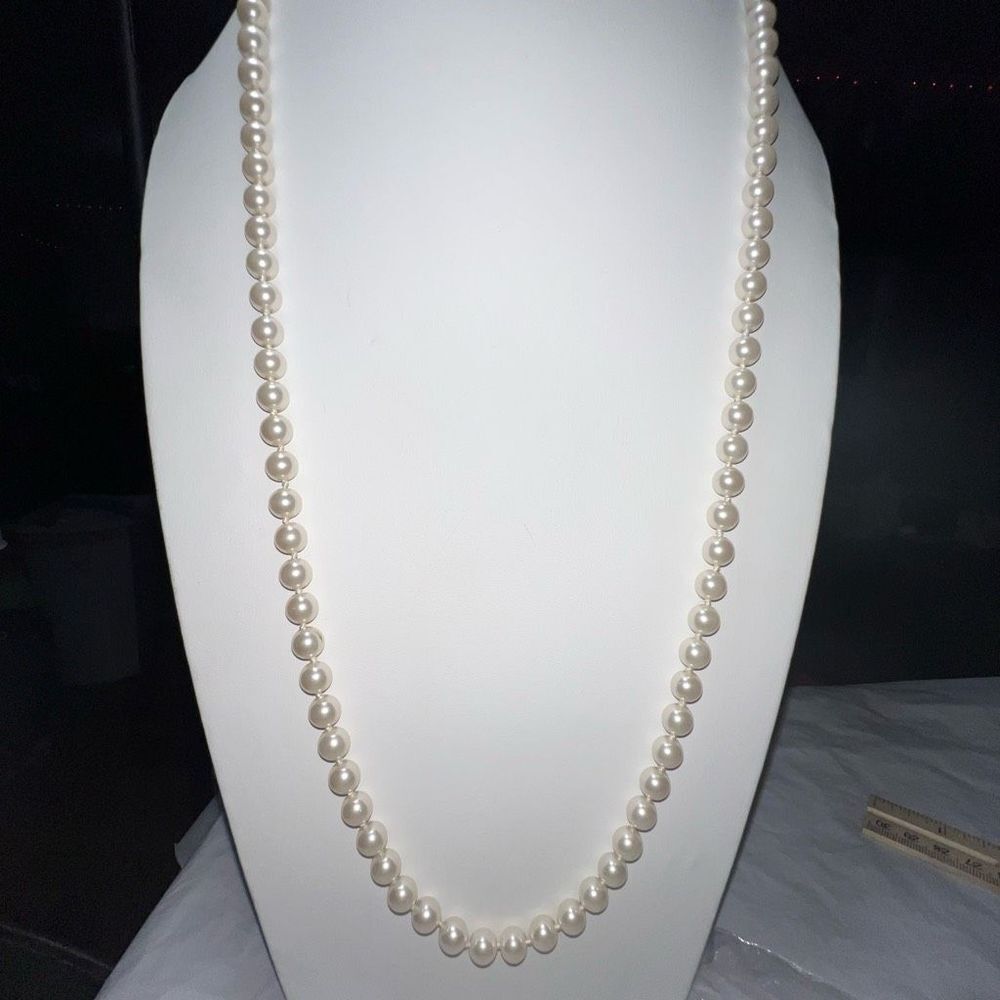 Vintage Hand Strung Glass Faux Pearls with Gold Plated Closure